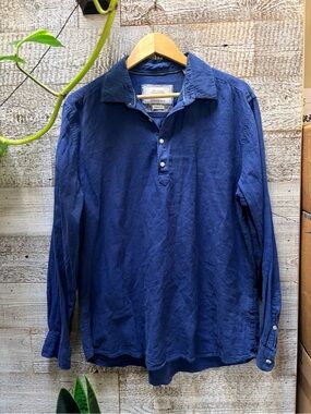 Springfield | Linen-Blend Regular Fit Long-Sleeved Polo Shirt  - XL, Blue